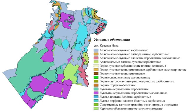 Почвенная карта хозяйства Красная Нива Майского района Республики Кабардино-Балкария